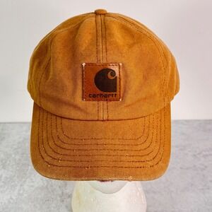 Vintage Carhartt Hat Mens Snapback Tan Brown Patch Logo Canvas Made In USA